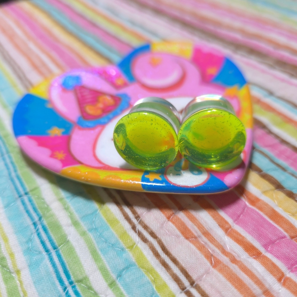 Vibrant Neon Green 18mm Glass Plugs